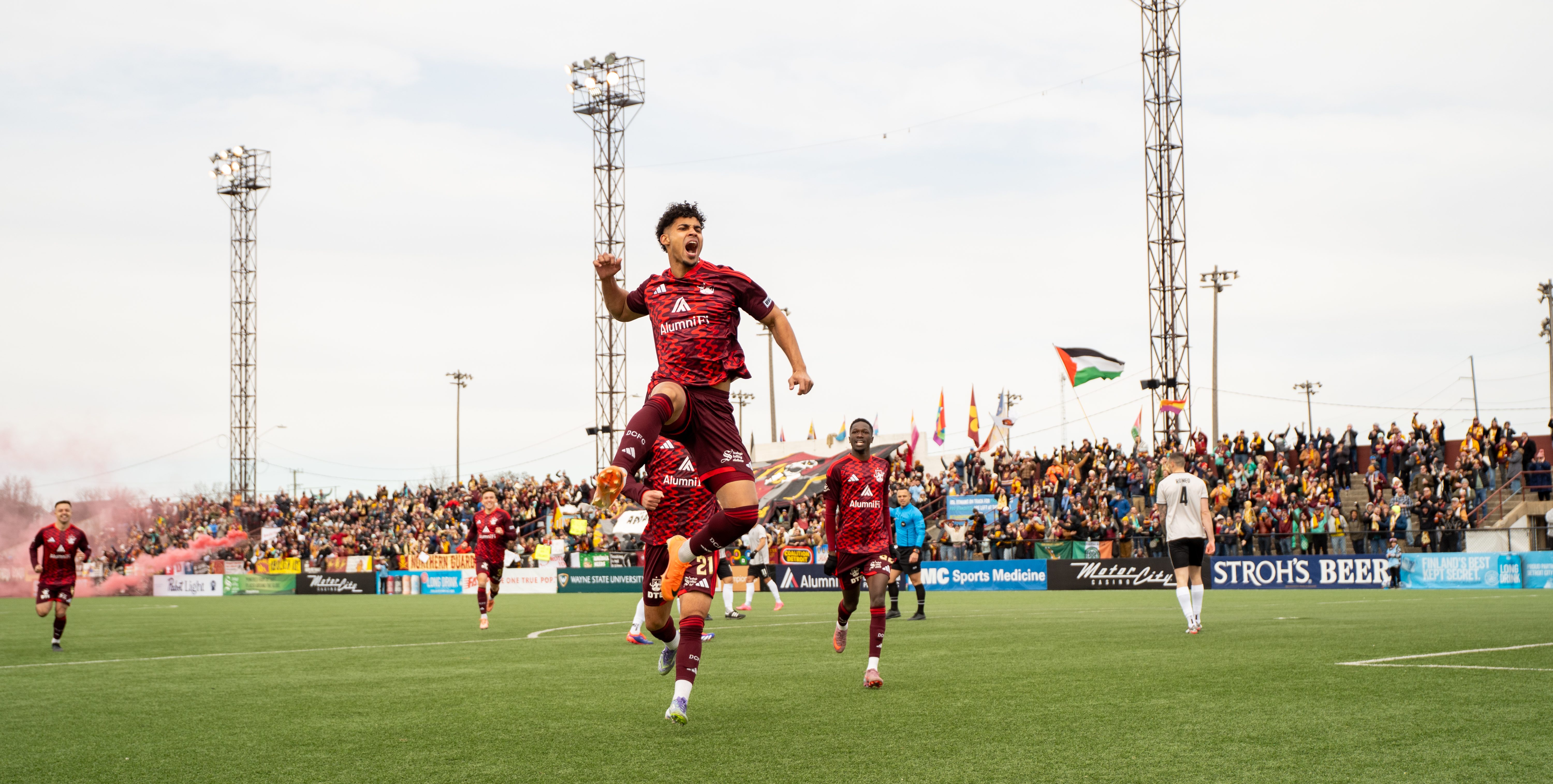Darren Smith celebrates after scoring a goal