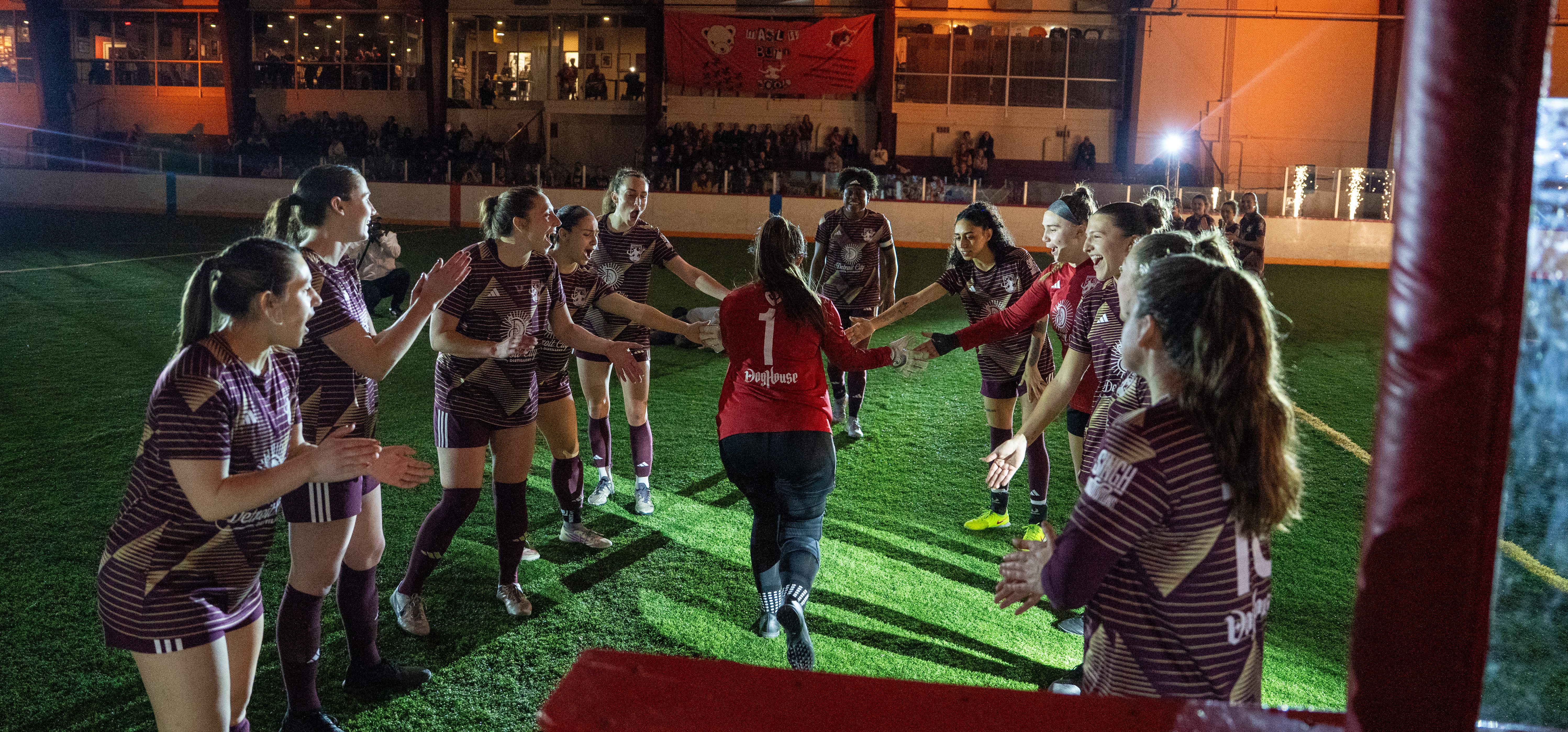the team celebrates Kersytn Williams during her Semifinal introduction