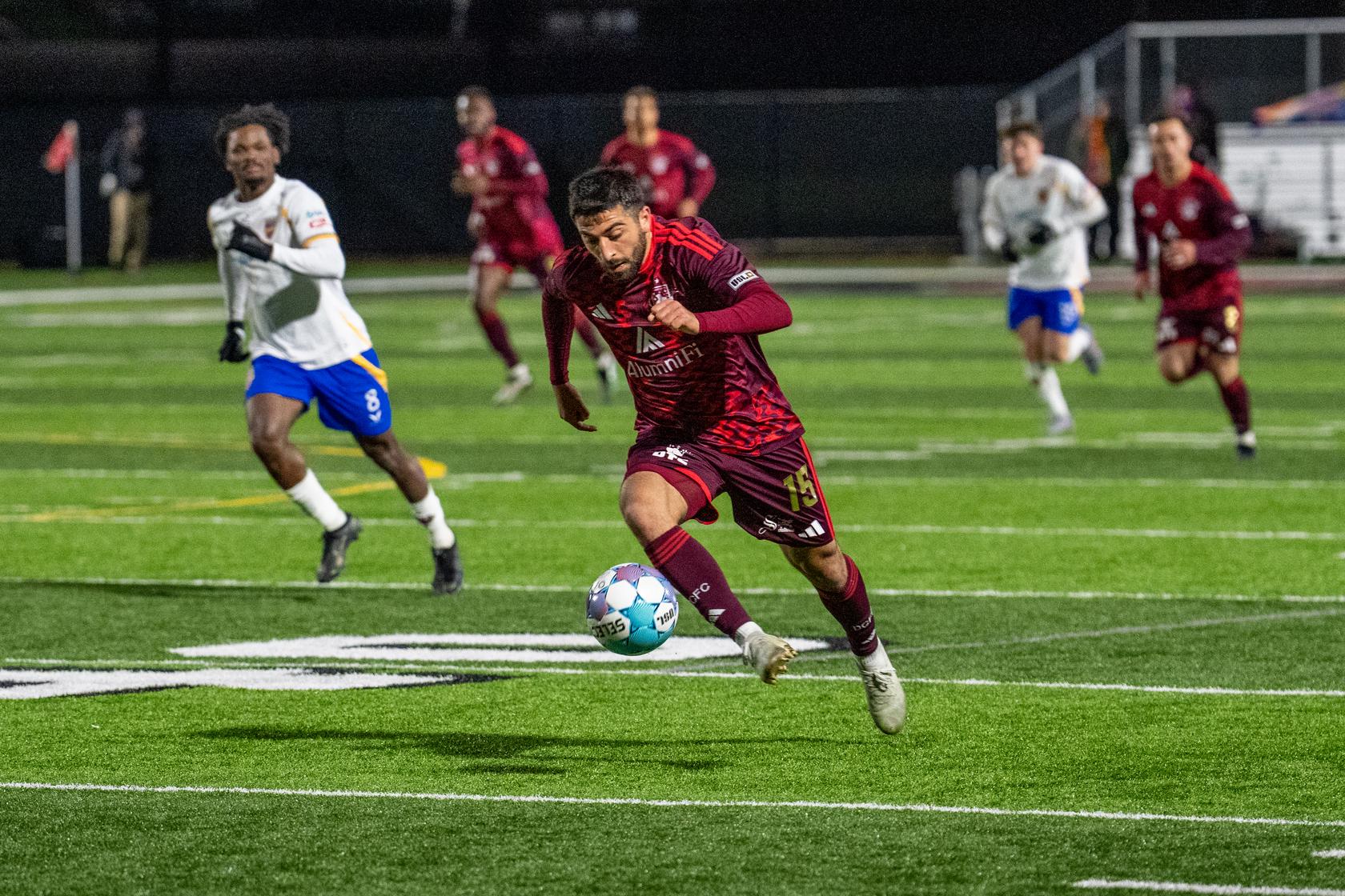 Alex Dalou controls the ball on a breakaway against the Flint City Bucks