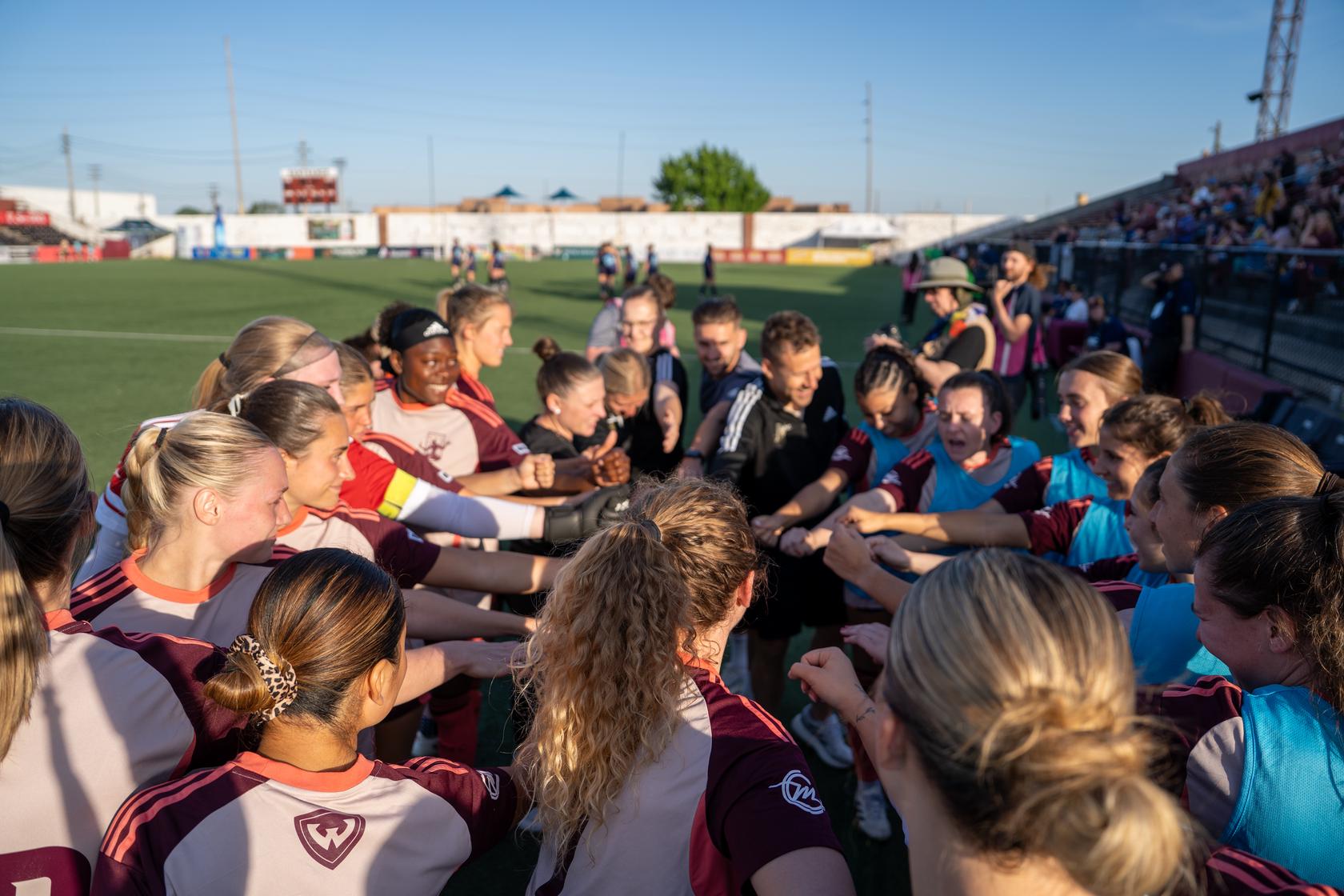 Detroit City FC pre-match huddle